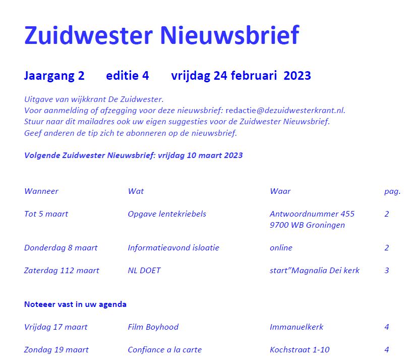 Zuidwester NieuwsbriefPlaatje vr. 24 februari 2023